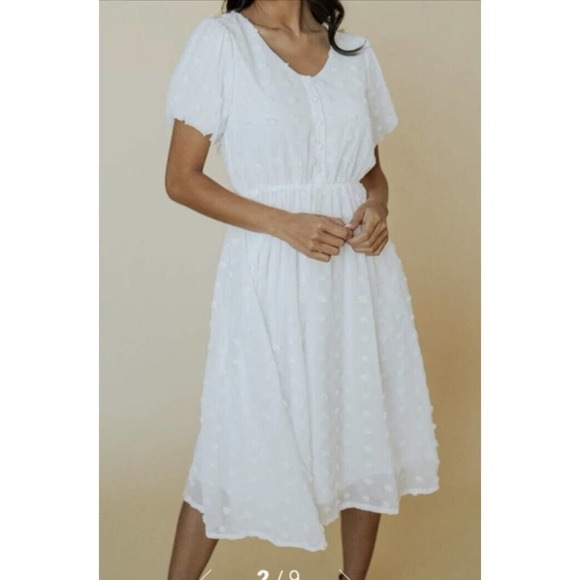 NWT Baltic Born Mila Swiss Dot DRESS •Women XL• White Cottage core Peasant - Picture 2 of 6